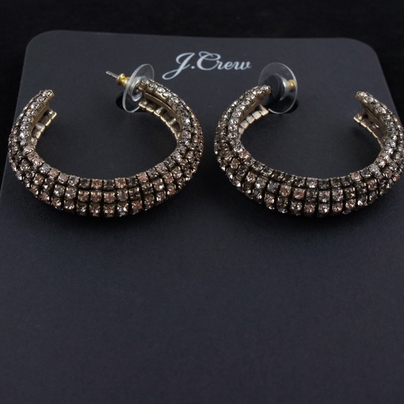 J. Crew Jewelry New Jcrew Crystal Chain Hoop Earrings Poshmark